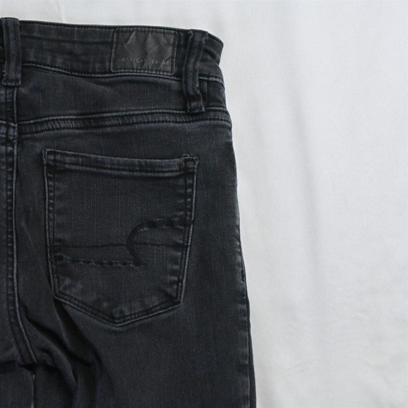 American‎ Eagle 0 Jegging Washed Black Destroyed Next Level Stretch Denim Jeans - Picture 5 of 7